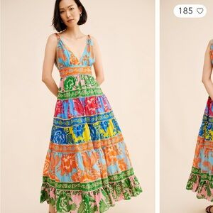 FARM RIO LACE GARDEN MIX MAXI DRESS